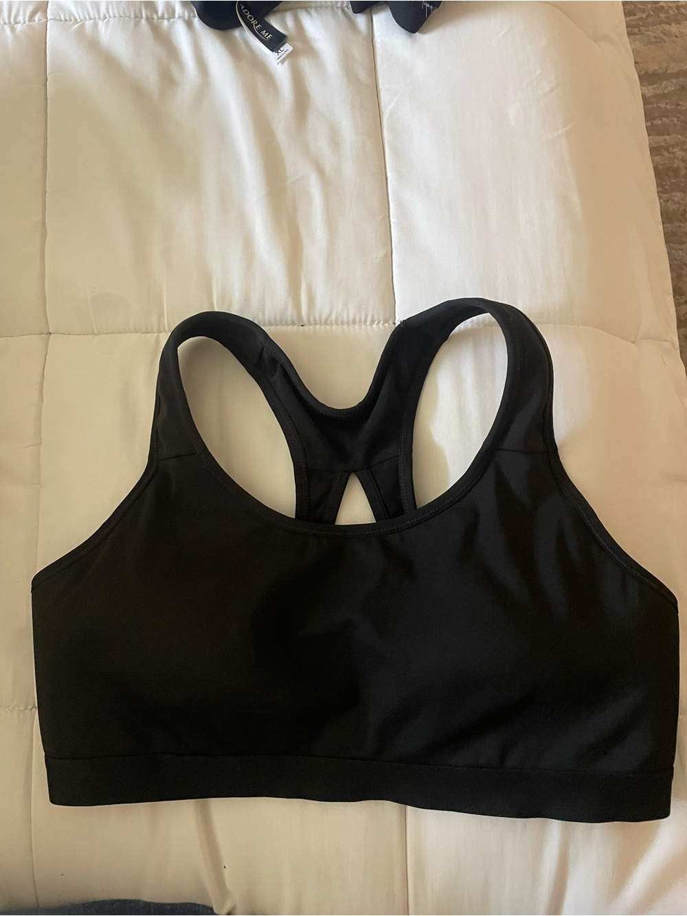 Avia Black Racerback Sports Bra with Keyhole Back